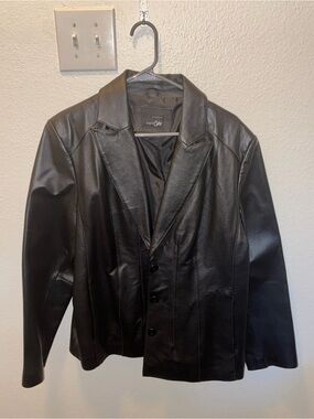 East 5th Black Men's Faux Leather Blazer Jacket